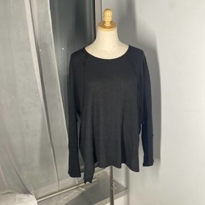 Forgotten grace black waffle print long sleeve t shirt size L